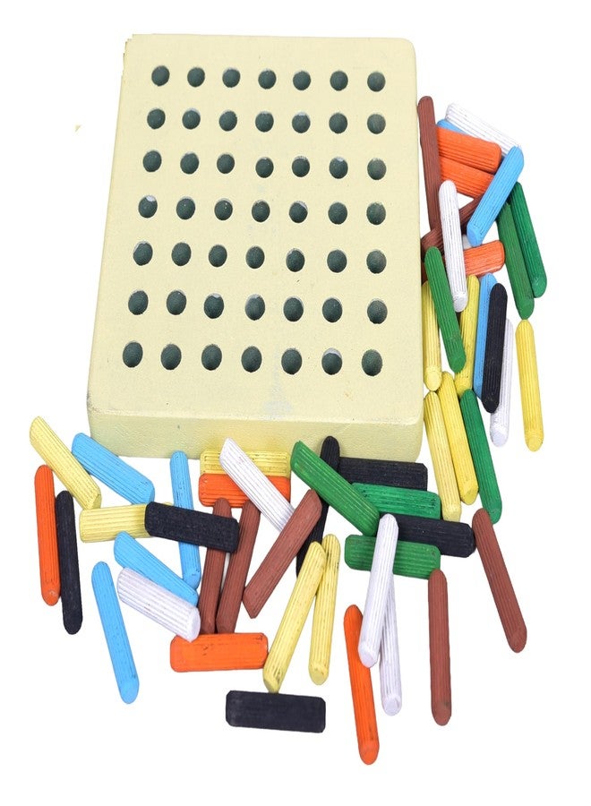 RCW Wooden Counting Educational Color Cognition Stacking & Sorting Wooden Toys Shape Sorting & Domino Building Blocks for 3+ Children 1 Board with 49 Multicolor Pins Birthday Gift for Kids & Girl - Image 2